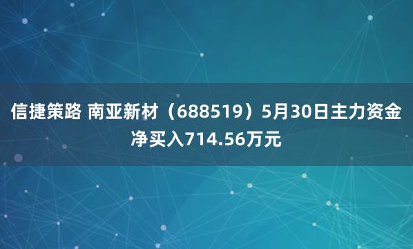 信捷策路 南亚新材（688519）5月30日主力资金净买入714.56万元