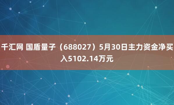千汇网 国盾量子（688027）5月30日主力资金净买入5102.14万元